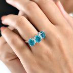 D'Joy Capri Blue Quartz & White Zircon 3 Stone Ring in Platinum Overlay Sterling Silver 4.79 Ct._8482197_1