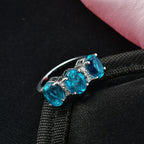 D'Joy Capri Blue Quartz & White Zircon 3 Stone Ring in Platinum Overlay Sterling Silver 4.79 Ct._8482197_2