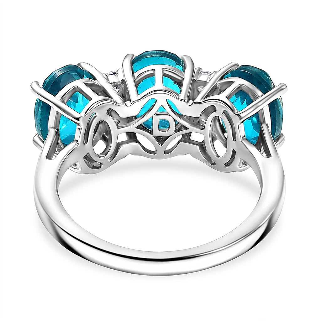 D'Joy Capri Blue Quartz & White Zircon 3 Stone Ring in Platinum Overlay Sterling Silver 4.79 Ct._8482197_4