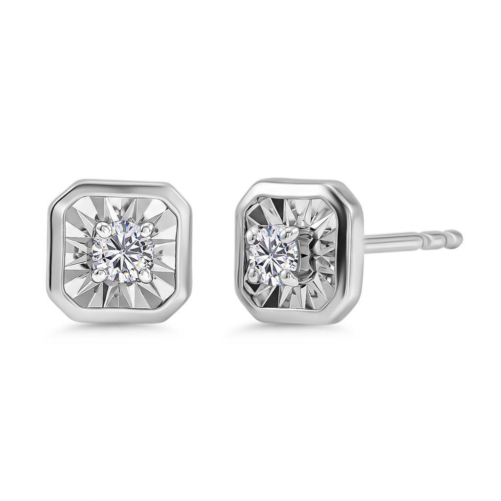 Luxuriant SI-G/H Lab Grown Diamond Solitaire Stud Push Post Earring in Rhodium Overlay Sterling Silver_8482204