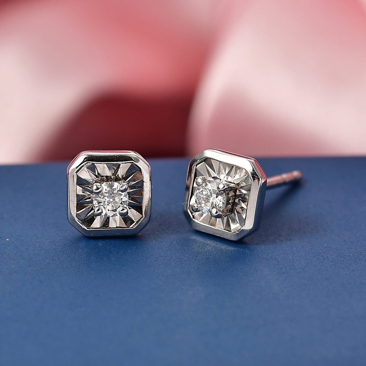 LUXURIANT Lab Grown Diamond Solitaire Stud Push Post Earring in Rhodium Overlay Sterling Silver (SI-G-H) 8482204 3