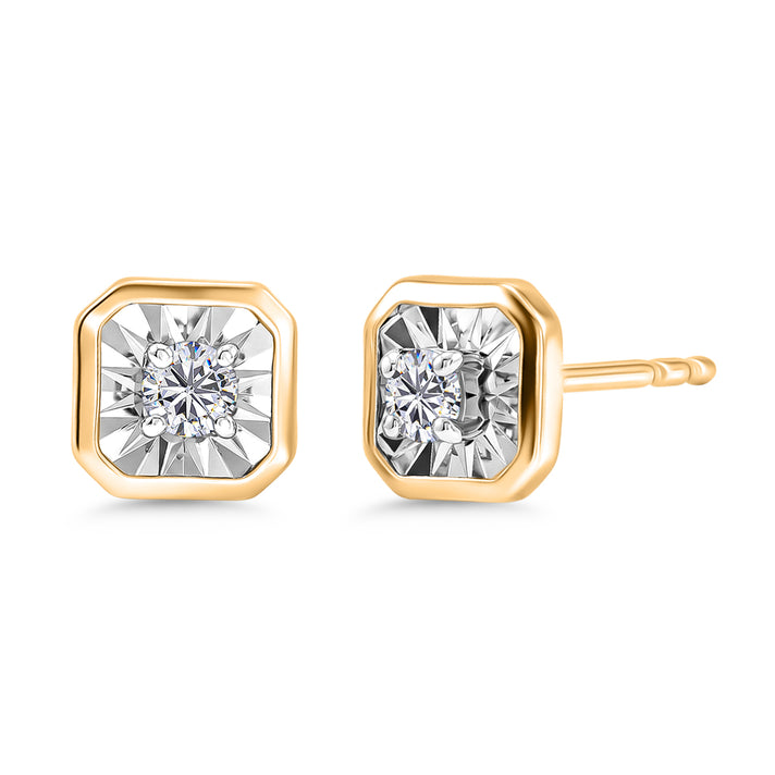 LUXURIANT Lab Grown Diamond Solitaire Stud Push Post Earring in 18K Vermeil Yellow Gold Plated Sterling Silver (SI-G-H) 8482205 1