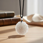 White Jade Floral Necklace with Cotton Thread (Size - 28) 75.00 Ct.