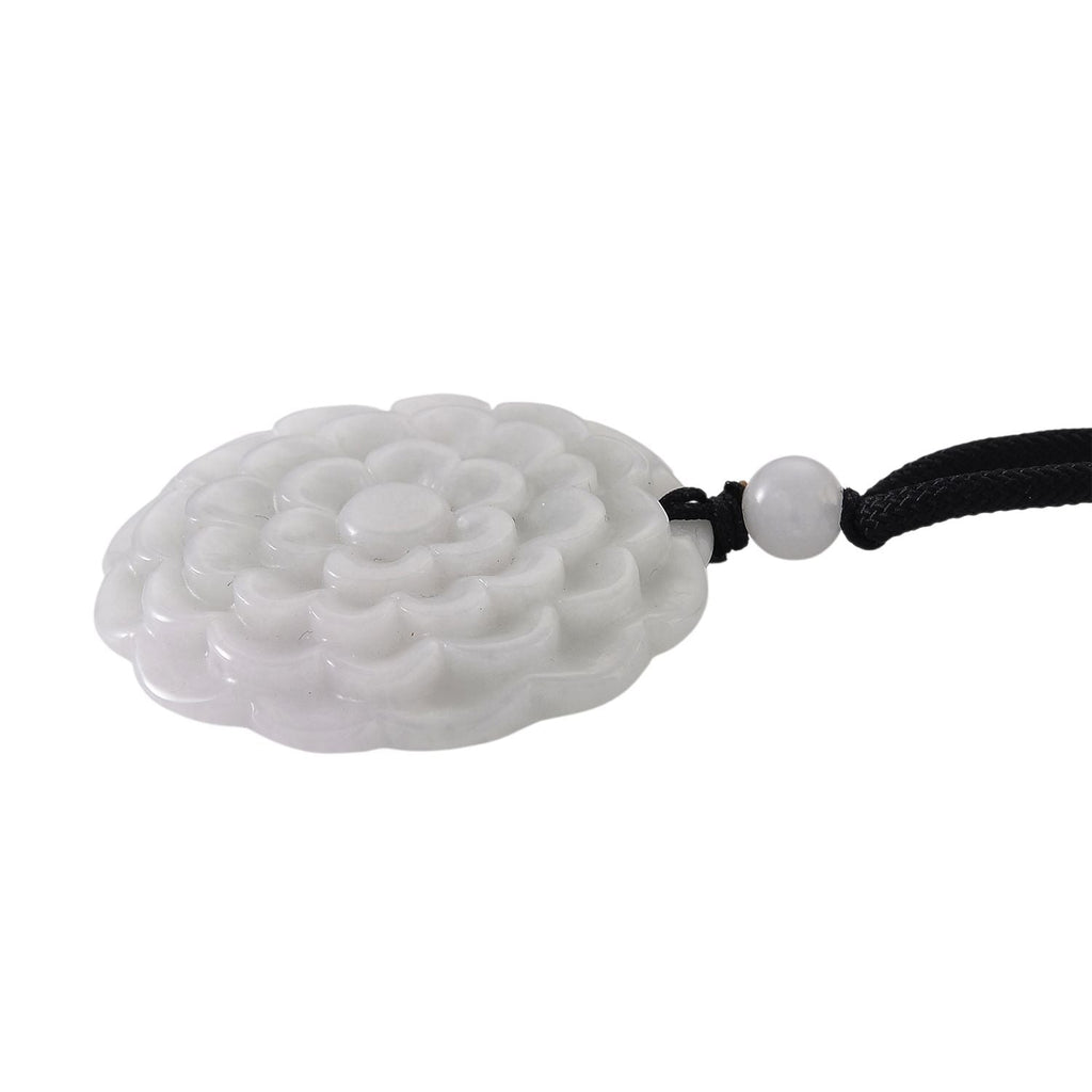 White Jade Floral Necklace with Cotton Thread (Size - 28) 75.00 Ct.