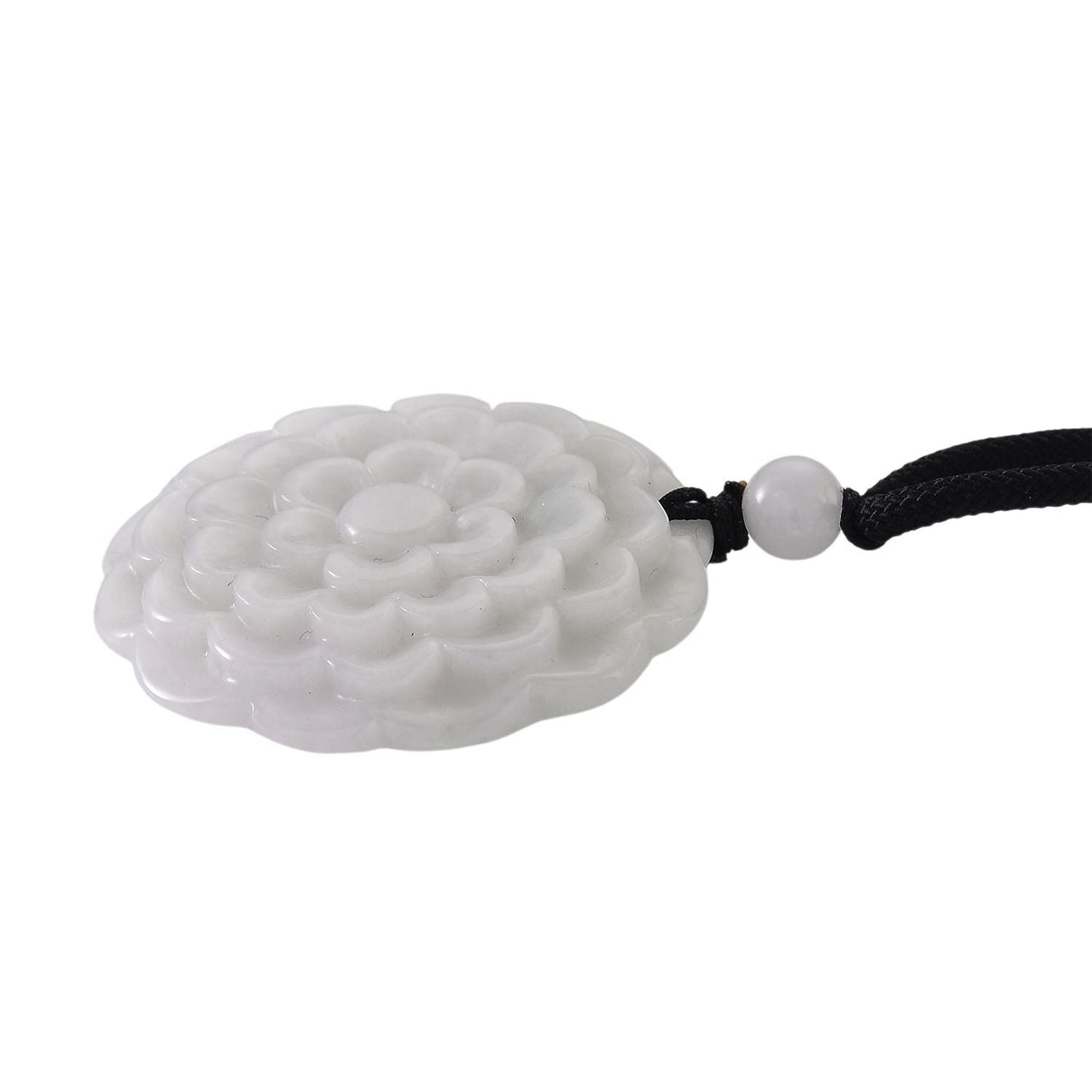 White Jade Floral Necklace with Cotton Thread (Size - 28) 75.00 Ct. V32362204 4