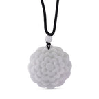 White Jade Floral Necklace with Cotton Thread (Size - 28) 75.00 Ct.