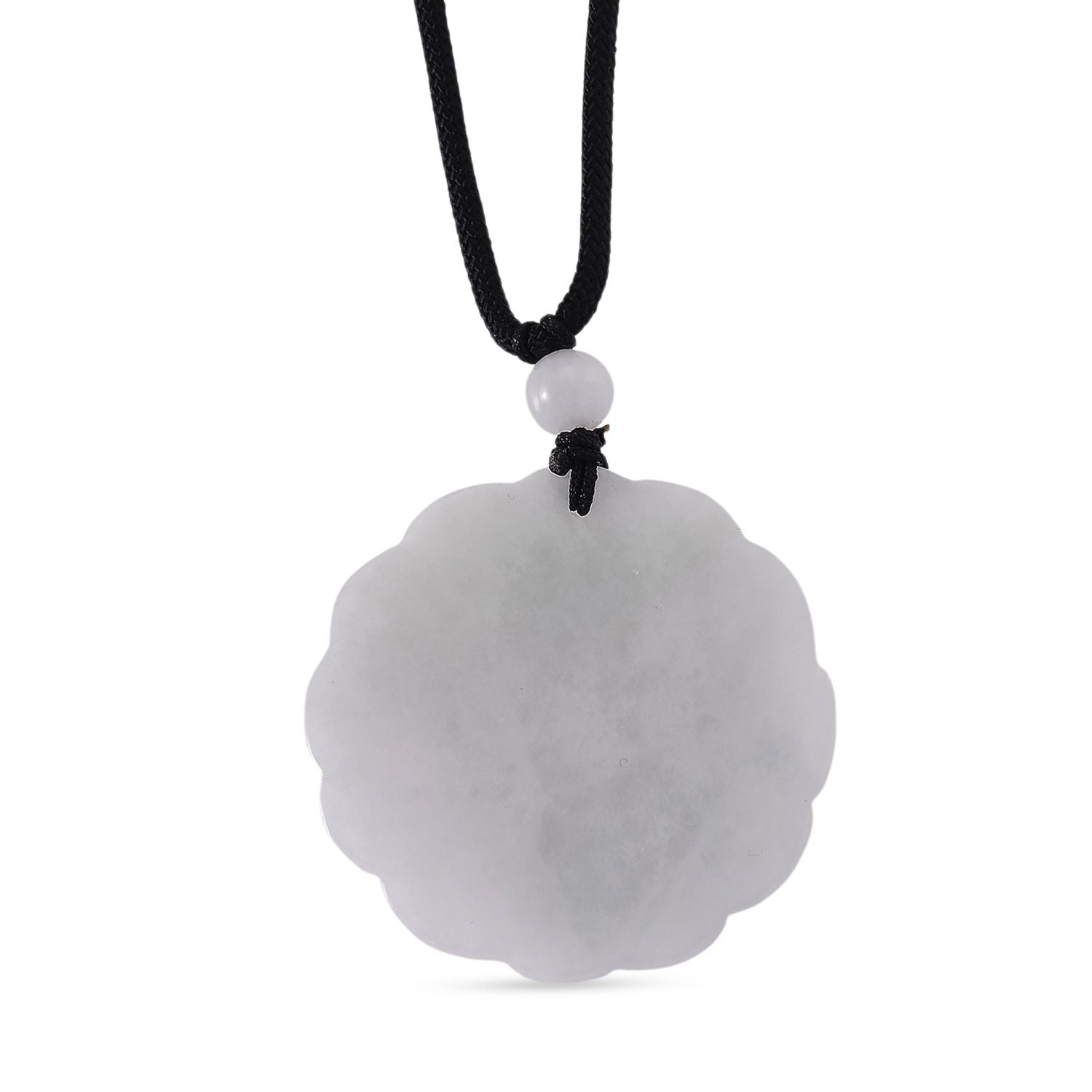 White Jade Floral Necklace with Cotton Thread (Size - 28) 75.00 Ct. V32358581 5