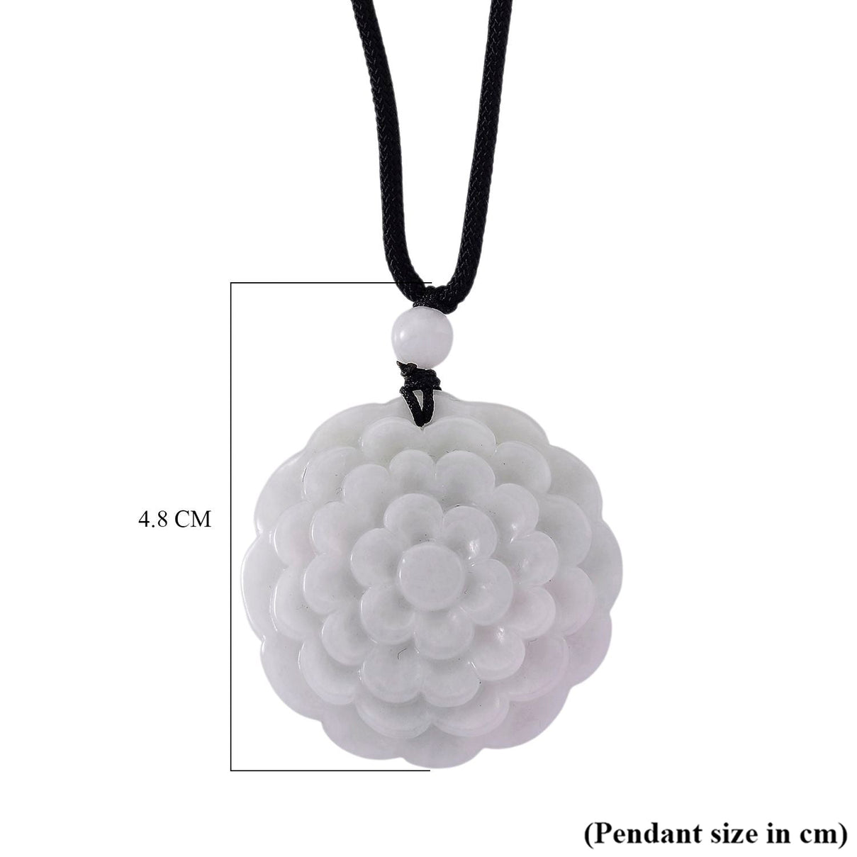 White Jade Floral Necklace with Cotton Thread (Size - 28) 75.00 Ct. V32362204 7