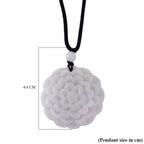 White Jade Floral Necklace with Cotton Thread (Size - 28) 75.00 Ct.
