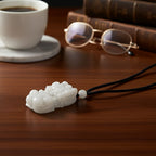 White Jade Adjustable Pixiu Necklace with Cotton Thread (Size - 28) 125.00 Ct._8482331_2
