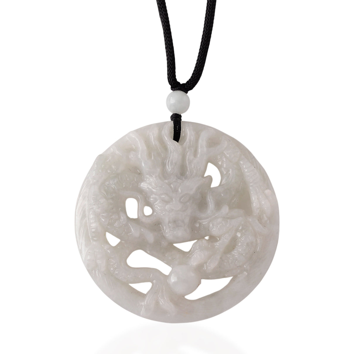 White Jade Adjustable Dragon Necklace with Cotton Thread (Size - 28) 165.00 Ct. 8482332 0