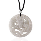 White Jade Adjustable Dragon Necklace with Cotton Thread (Size - 28) 165.00 Ct.