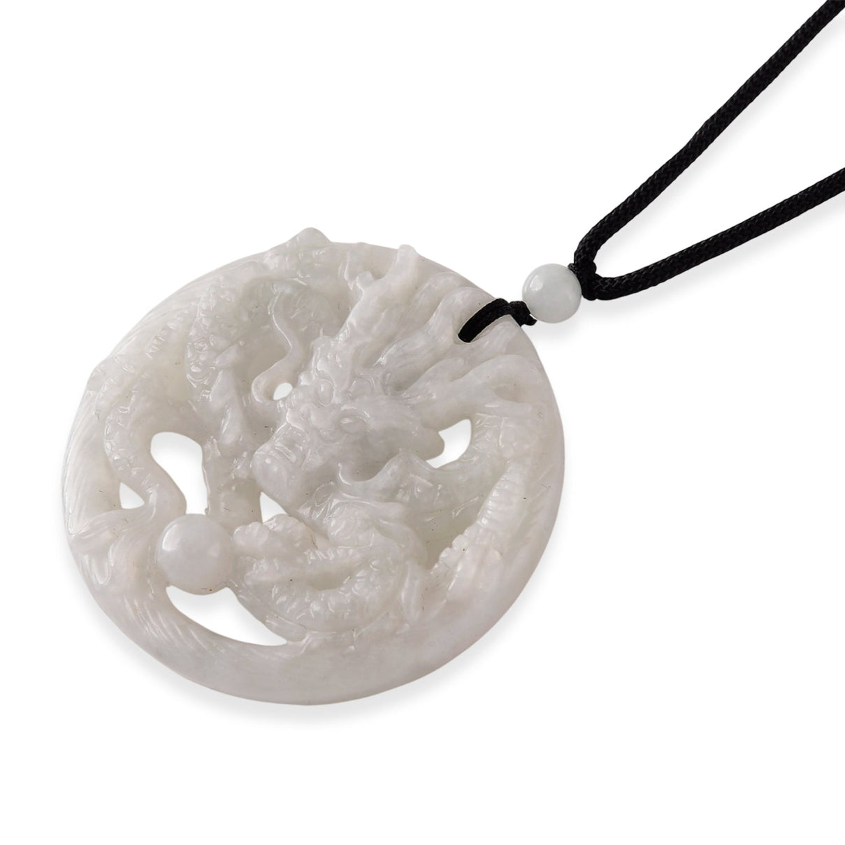 White Jade Adjustable Dragon Necklace with Cotton Thread (Size - 28) 165.00 Ct. V32350243 4