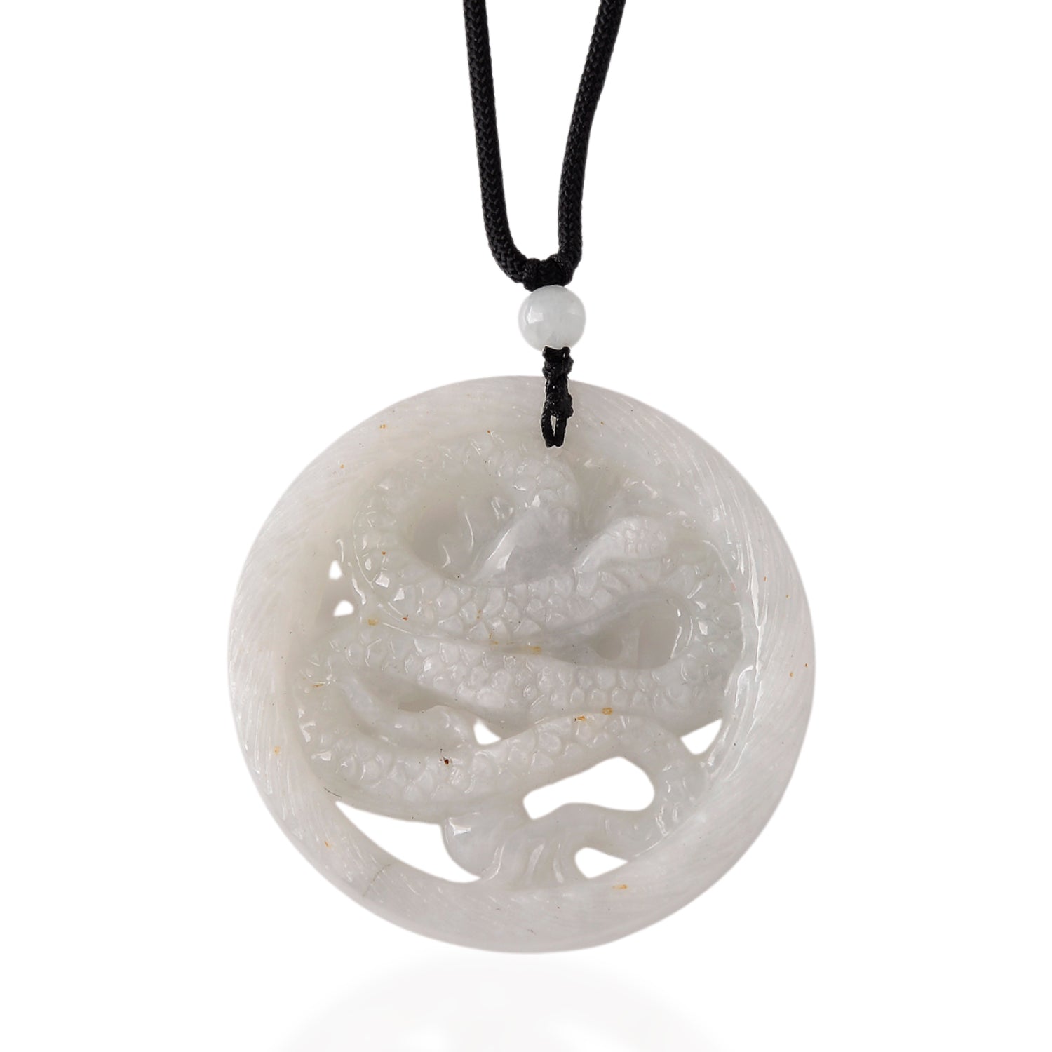 White Jade Adjustable Dragon Necklace with Cotton Thread (Size - 28) 165.00 Ct. V32354838 5