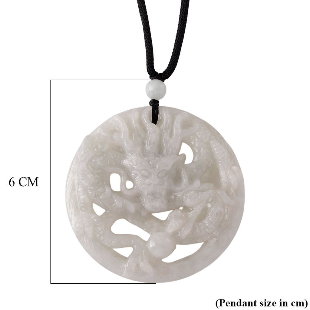 White Jade Adjustable Dragon Necklace with Cotton Thread (Size - 28) 165.00 Ct._8482332_6