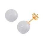 D'Joy Natural Type A White Jadeite Stud Earrings with Push Backs in Gold Overlay Sterling Silver 15.00 Ct._8482745