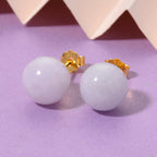 D'Joy Natural Type A White Jadeite Stud Earrings with Push Backs in Gold Overlay Sterling Silver 15.00 Ct._8482745_1