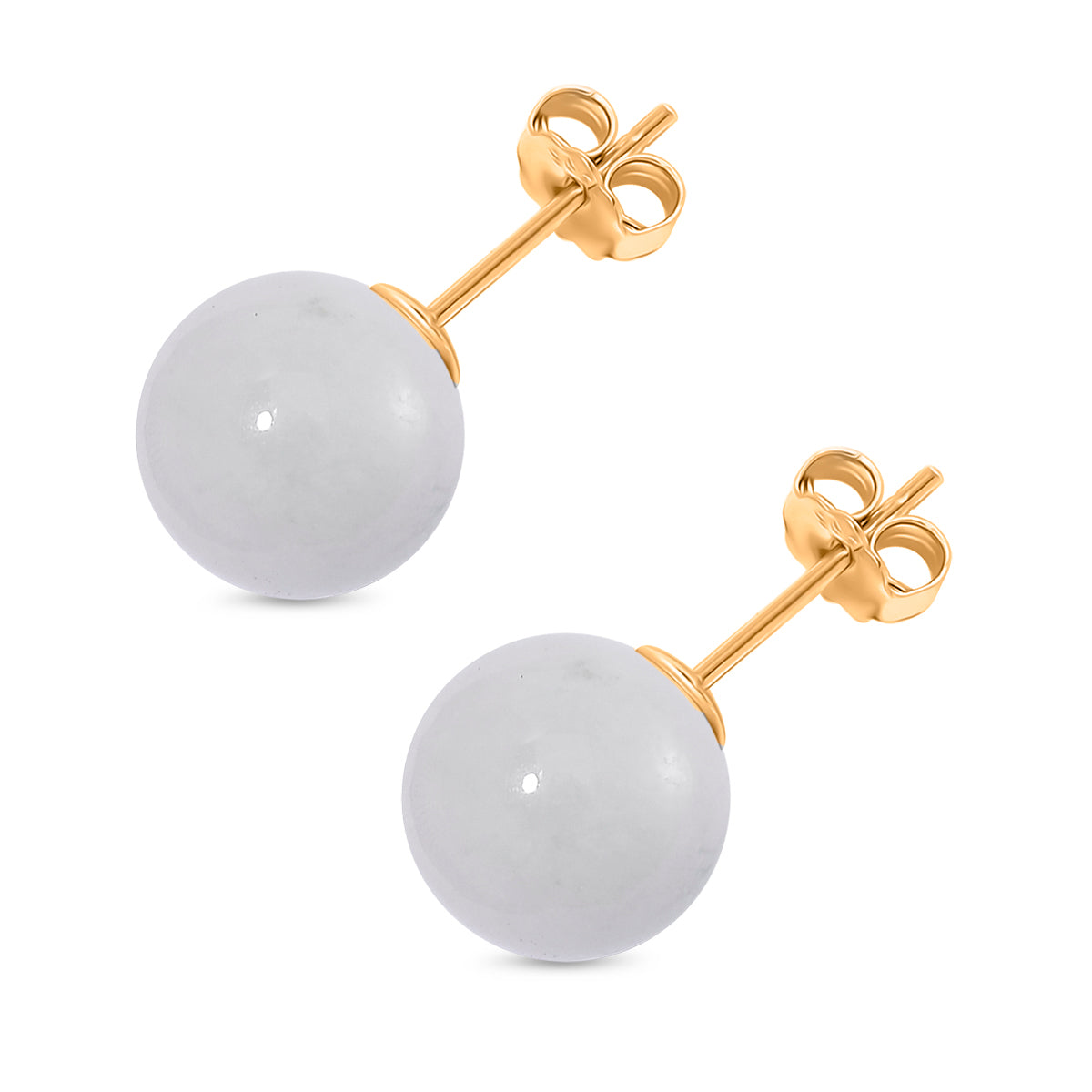 D'Joy Natural Type A White Jadeite Stud Earrings with Push Backs in Gold Overlay Sterling Silver 15.00 Ct. 8482745 3