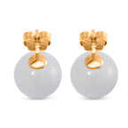 D'Joy Natural Type A White Jadeite Stud Earrings with Push Backs in Gold Overlay Sterling Silver 15.00 Ct._8482745_4