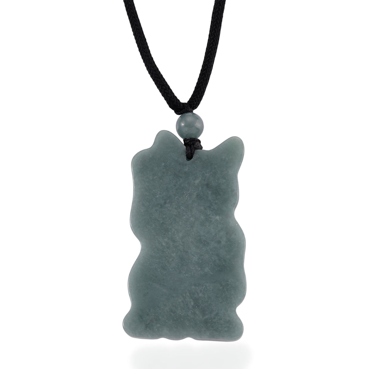 Natural Olmec Jade Adjustable Maneki Neko Necklace with Cotton Thread (Size - 28) 65.00 Ct. 8482746 5