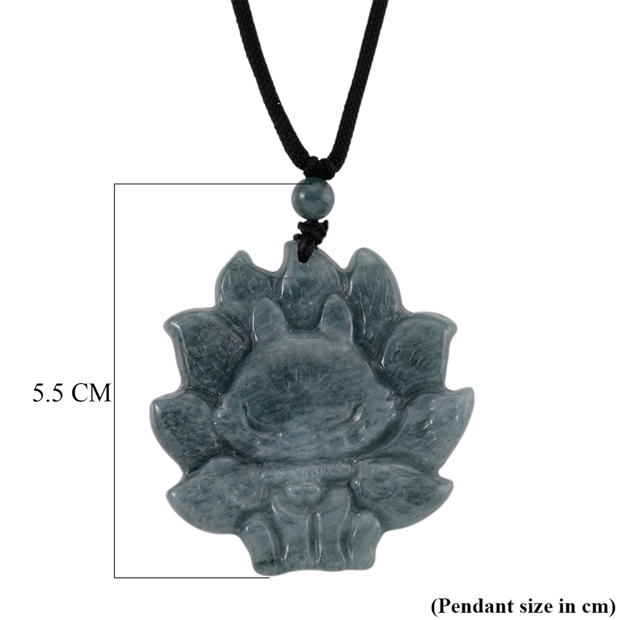 Natural Olmec Jade Adjustable Nine-Tailed Fox Carved Necklace with Cotton Thread (Size - 28) 80.00 Ct. 8482747 7