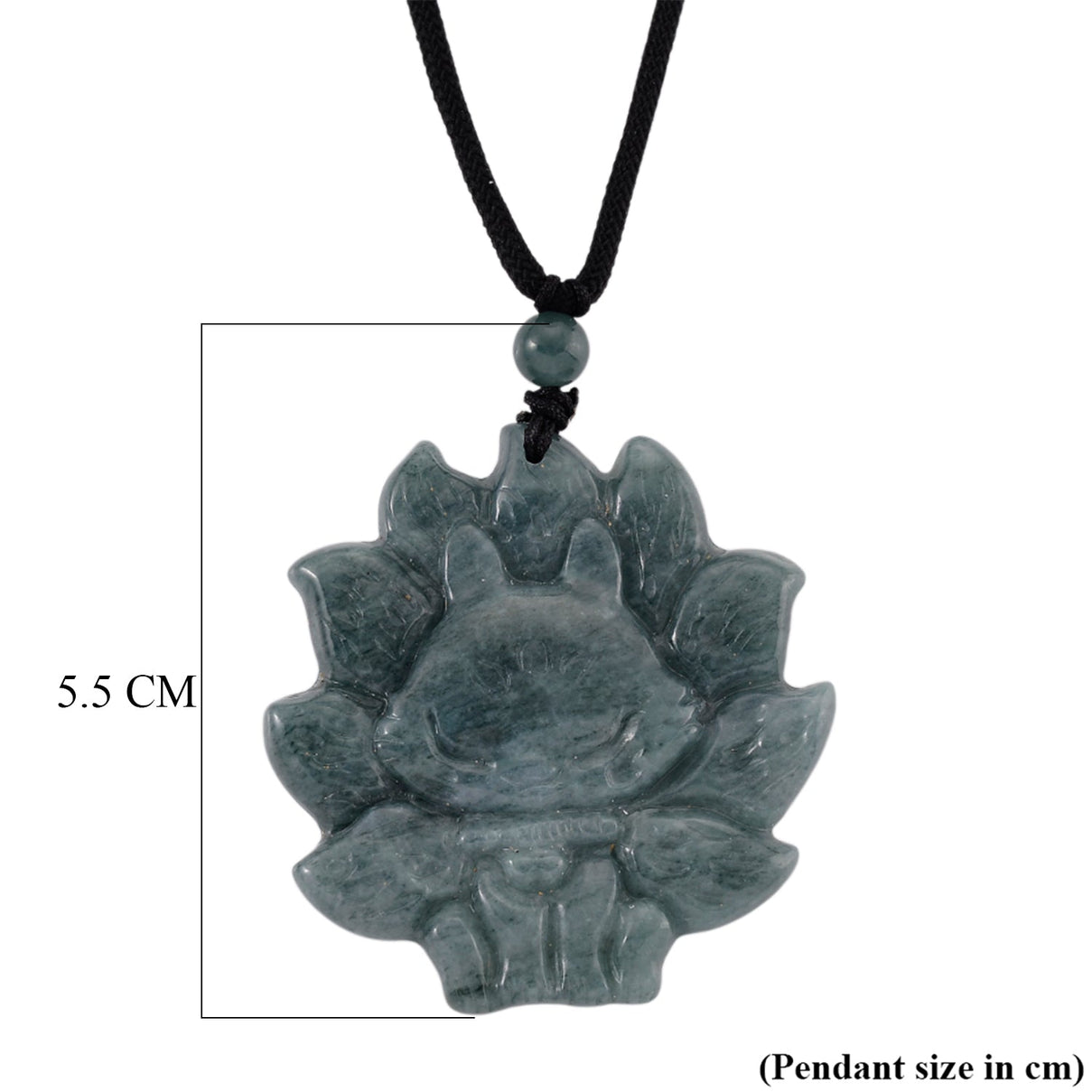 Natural Olmec Jade Adjustable Nine-Tailed Fox Carved Necklace with Cotton Thread (Size - 28) 80.00 Ct. V32349887 7