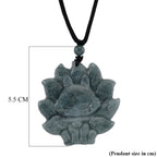 Natural Olmec Jade Adjustable Nine-Tailed Fox Carved Necklace with Cotton Thread (Size - 28) 80.00 Ct.