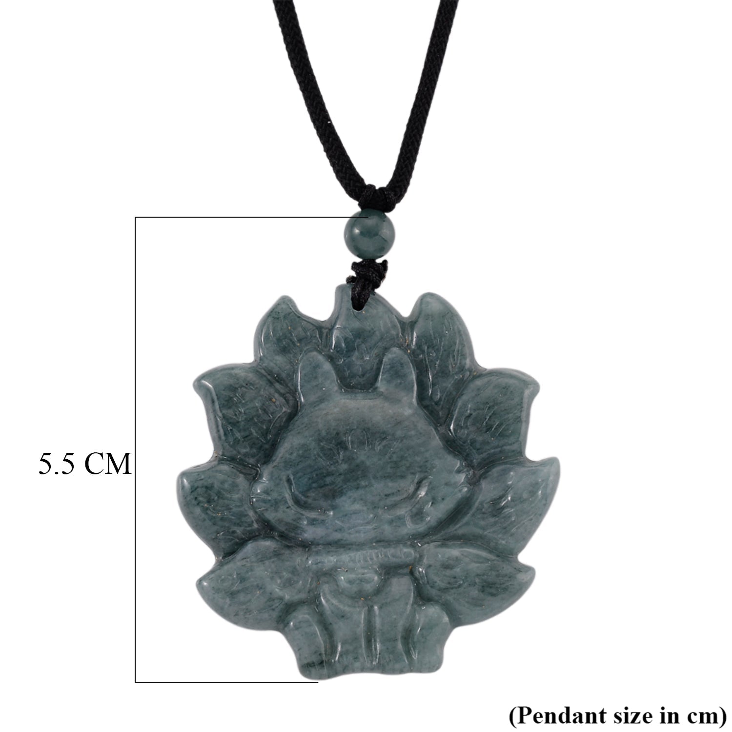 Natural Olmec Jade Adjustable Nine-Tailed Fox Carved Necklace with Cotton Thread (Size - 28) 80.00 Ct. V32349887 7