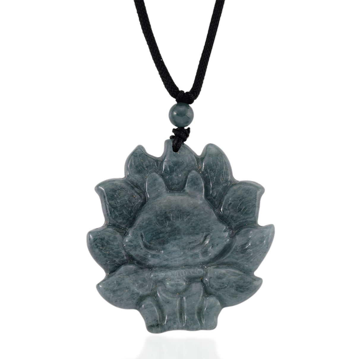 Natural Olmec Jade Adjustable Nine-Tailed Fox Carved Necklace with Cotton Thread (Size - 28) 80.00 Ct. V32349887 0