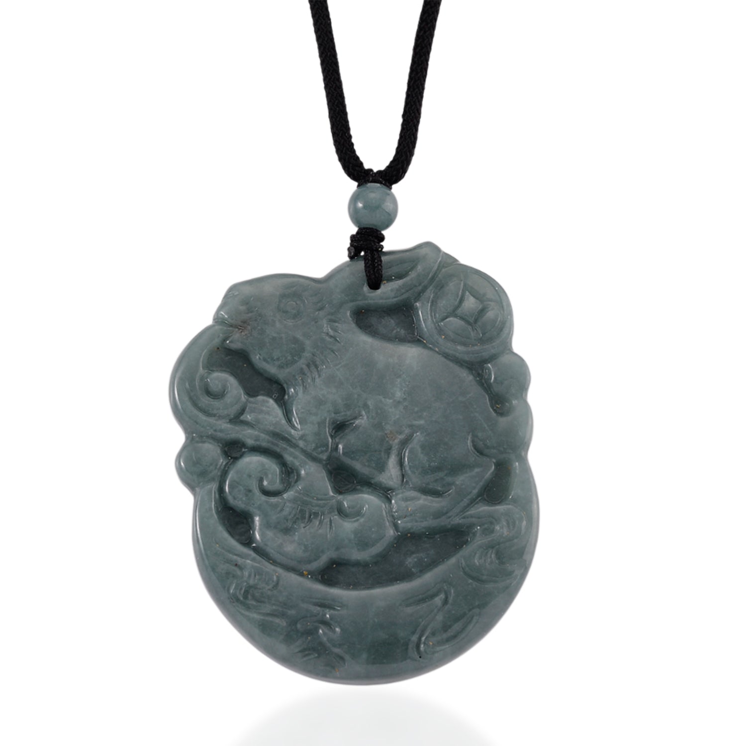 Natural Olmec Jade Adjustable Rabbit Carved Necklace (Size - 28) with Cotton Thread (Size - 28) 135.00 Ct. V32490895 0