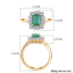 AAA Premium Gemfields Zambian Emerald (Oct 1.00 Cts) and Lab Grown Diamond (SI/G-H 0.35 Cts) Ring in 18K Yellow Vermeil Sterling Silver 1.35 Ct._8482783_5