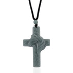 Natural Olmec Jade Adjustable Cross Carved Necklace with Cotton Thread (Size - 28) 45.00 Ct._8482785