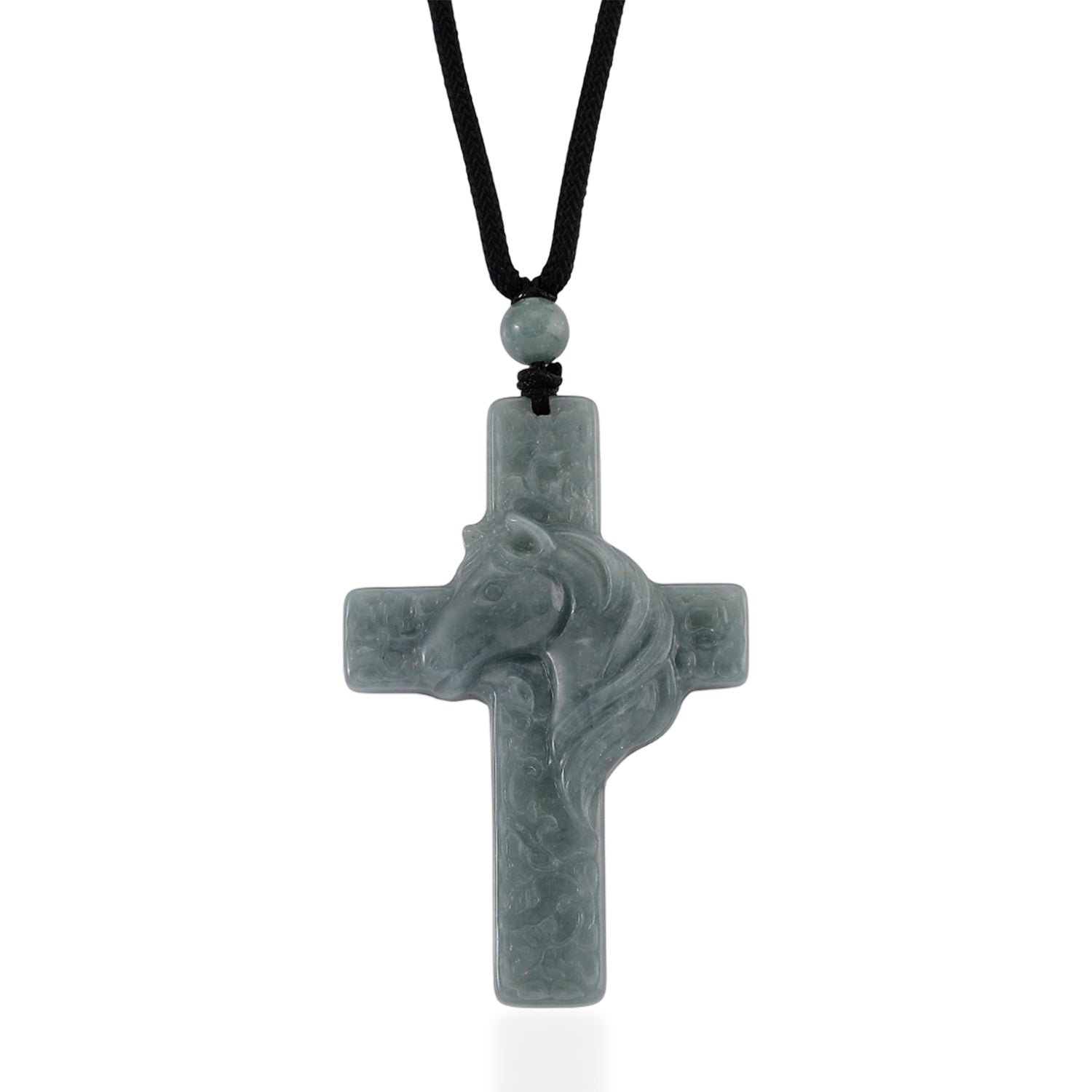 Natural Olmec Jade Adjustable Cross Carved Necklace with Cotton Thread (Size - 28) 45.00 Ct. 8482785 0
