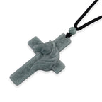 Natural Olmec Jade Adjustable Cross Carved Necklace with Cotton Thread (Size - 28) 45.00 Ct._8482785_3