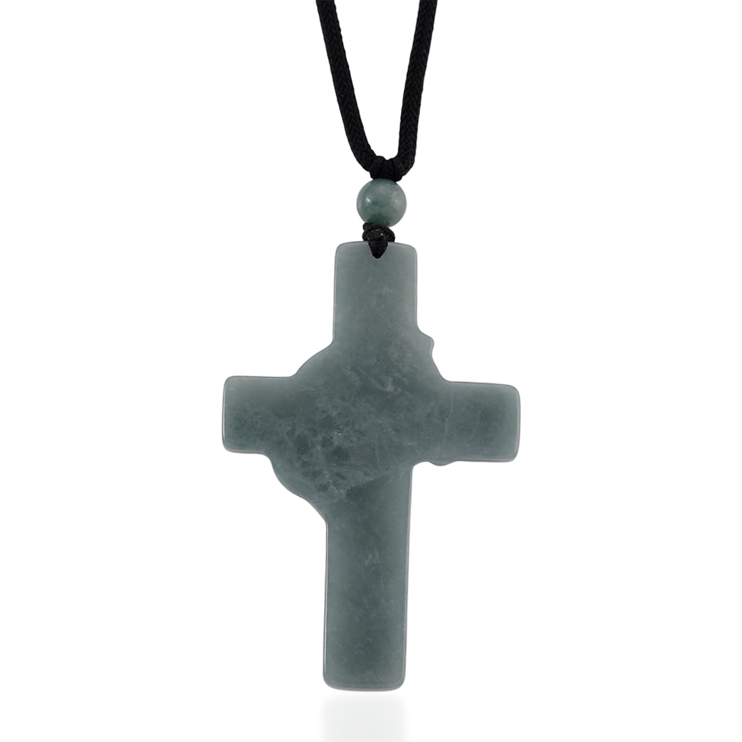 Natural Olmec Jade Adjustable Cross Carved Necklace with Cotton Thread (Size - 28) 45.00 Ct. 8482785 5