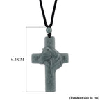 Natural Olmec Jade Adjustable Cross Carved Necklace with Cotton Thread (Size - 28) 45.00 Ct._8482785_6