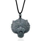 Natural Olmec Jade Adjustable Tiger Carved Necklace with Cotton Thread (Size - 28) 145.00 Ct._8482786
