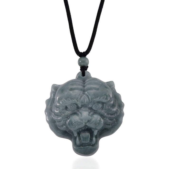 Natural Olmec Jade Adjustable Tiger Carved Necklace with Cotton Thread (Size - 28) 145.00 Ct. 8482786 1