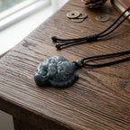 Natural Olmec Jade Adjustable Tiger Carved Necklace with Cotton Thread (Size - 28) 145.00 Ct._8482786_2