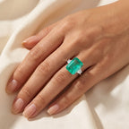 D'Joy Emeraldine Triplet Quartz & White Zircon Trilogy Ring in Rhodium Overlay Sterling Silver 18.78 Ct._8482864_2