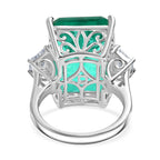D'Joy Emeraldine Triplet Quartz & White Zircon Trilogy Ring in Rhodium Overlay Sterling Silver 18.78 Ct._8482869_4