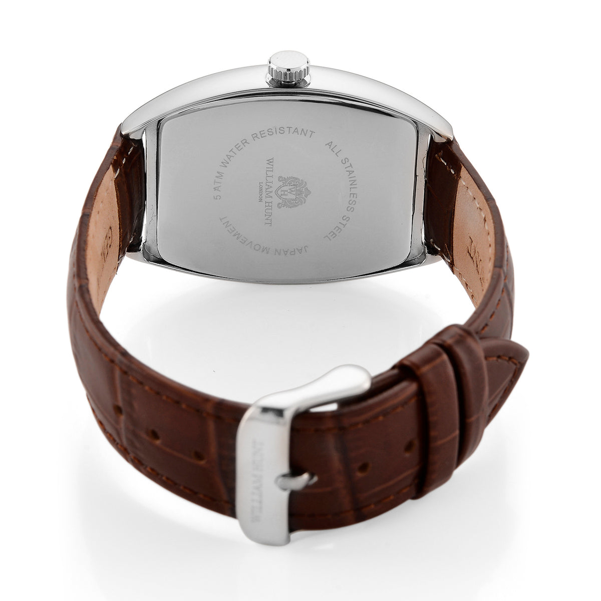 WILLIAM HUNT Limited Edition Japanese Miyota Movement 3ATM Water Resistant Watch With Genuine Leather Strap &amp; Presentation Box - Brown V32627389 5