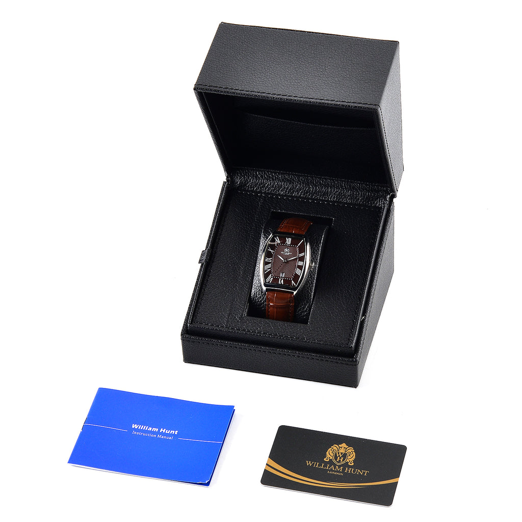 WILLIAM HUNT Limited Edition Japanese Miyota Movement 3ATM Water Resistant Watch With Genuine Leather Strap & Presentation Box - Brown_8482889_8