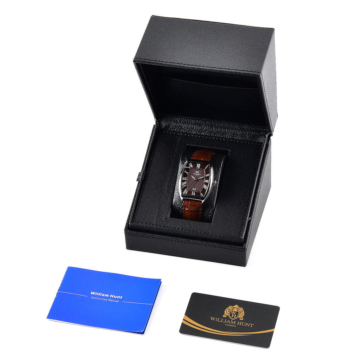 WILLIAM HUNT Limited Edition Japanese Miyota Movement 3ATM Water Resistant Watch With Genuine Leather Strap &amp; Presentation Box - Brown V32627389 9