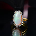 Ethiopian Opal & Luxuriant SI-G/H Lab Grown Diamond Halo Ring in 18K Vermeil Yellow Gold Plated Sterling Silver 3.34 Ct._8482908_2