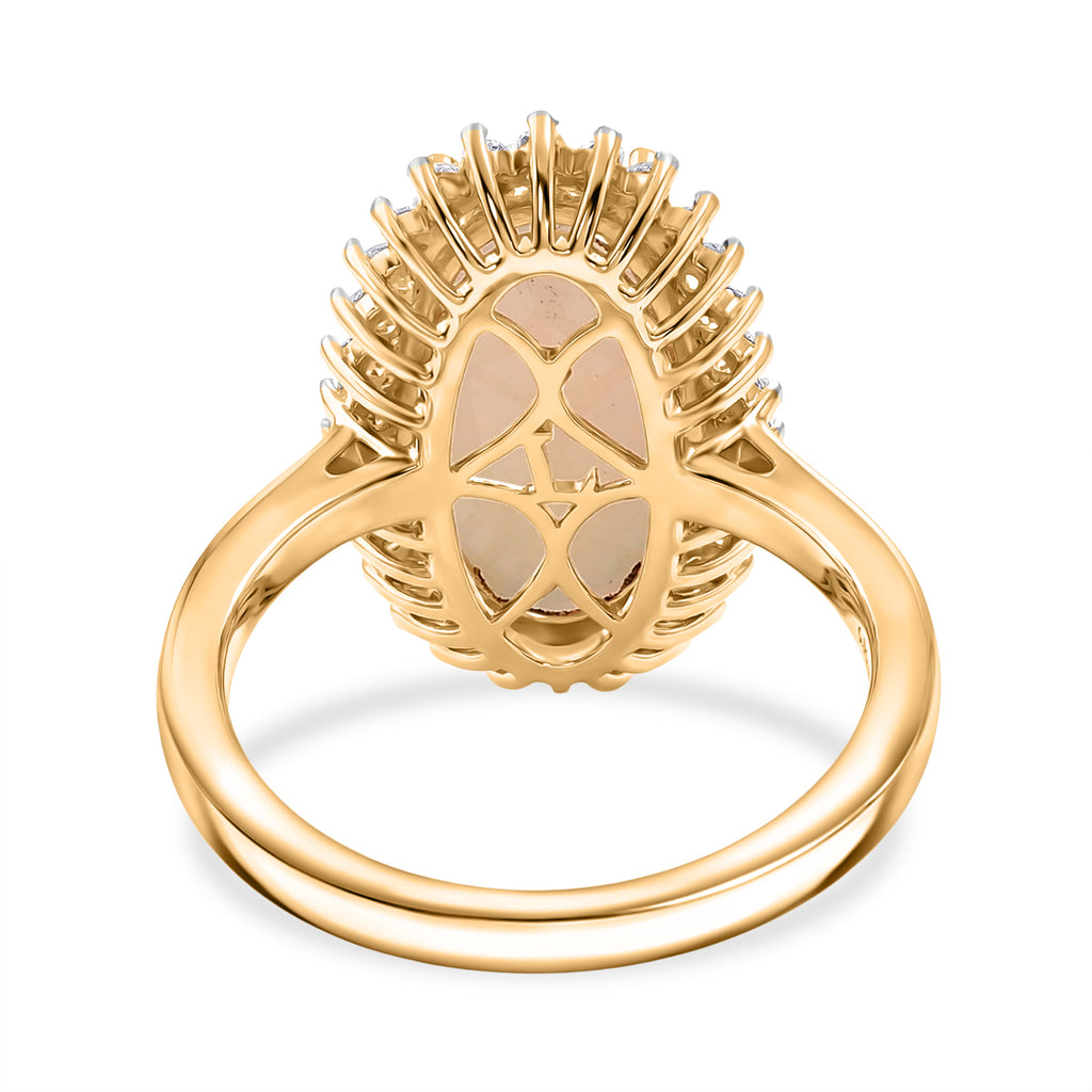 Ethiopian Opal & Luxuriant SI-G/H Lab Grown Diamond Halo Ring in 18K Vermeil Yellow Gold Plated Sterling Silver 3.34 Ct._8482908_4