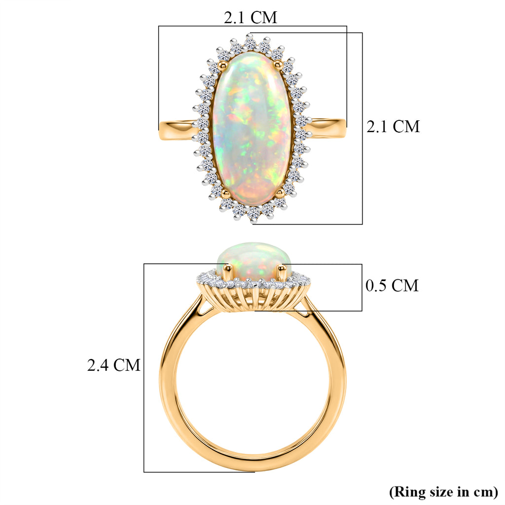 Ethiopian Opal & Luxuriant SI-G/H Lab Grown Diamond Halo Ring in 18K Vermeil Yellow Gold Plated Sterling Silver 3.34 Ct._8482908_5