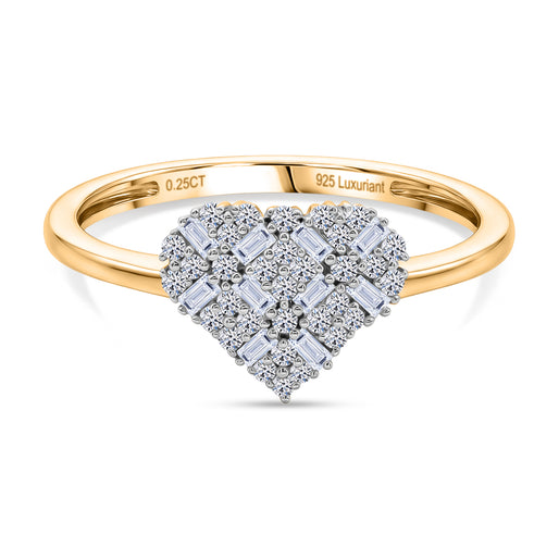 Luxuriant - Lab Grown Diamond (SI/G-H) Cluster Heart Ring in 18K Vermeil Yellow Gold Plated Sterling Silver_8482945