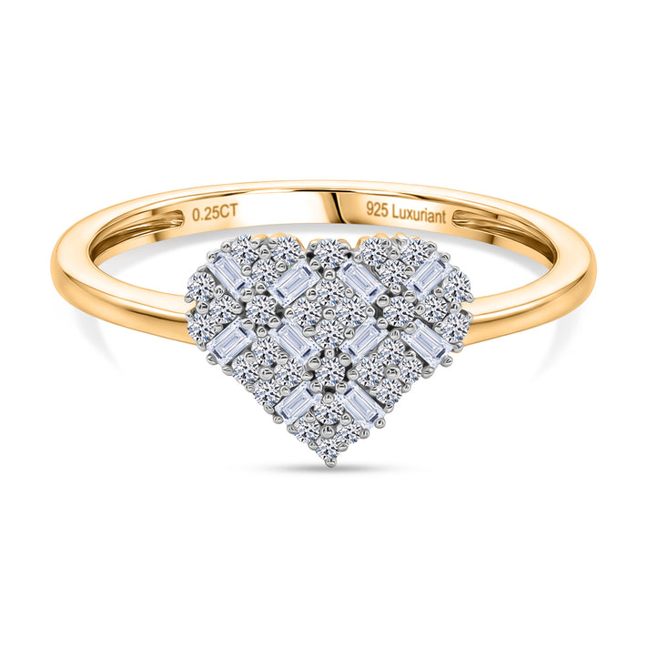 LUXURIANT Lab Grown Diamond Cluster Heart Ring in 18K Vermeil Yellow Gold Over Sterling Silver (SI-GH) 8482945 1