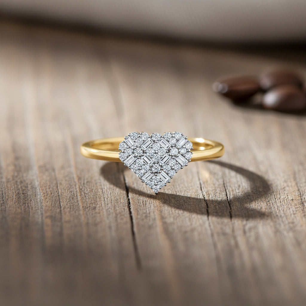 LUXURIANT Lab Grown Diamond Cluster Heart Ring in 18K Vermeil Yellow Gold Over Sterling Silver (SI-GH) 8482945 3